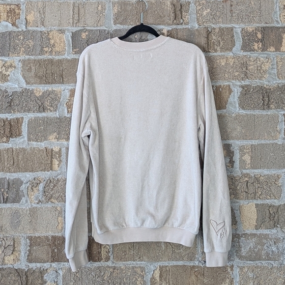 Be A Good Person Beige Terrycloth Pullover Sweatshirt Size Small Oversized - Picture 6 of 8